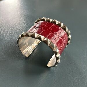 Designer Pat Areias leather and Sterling bracelet